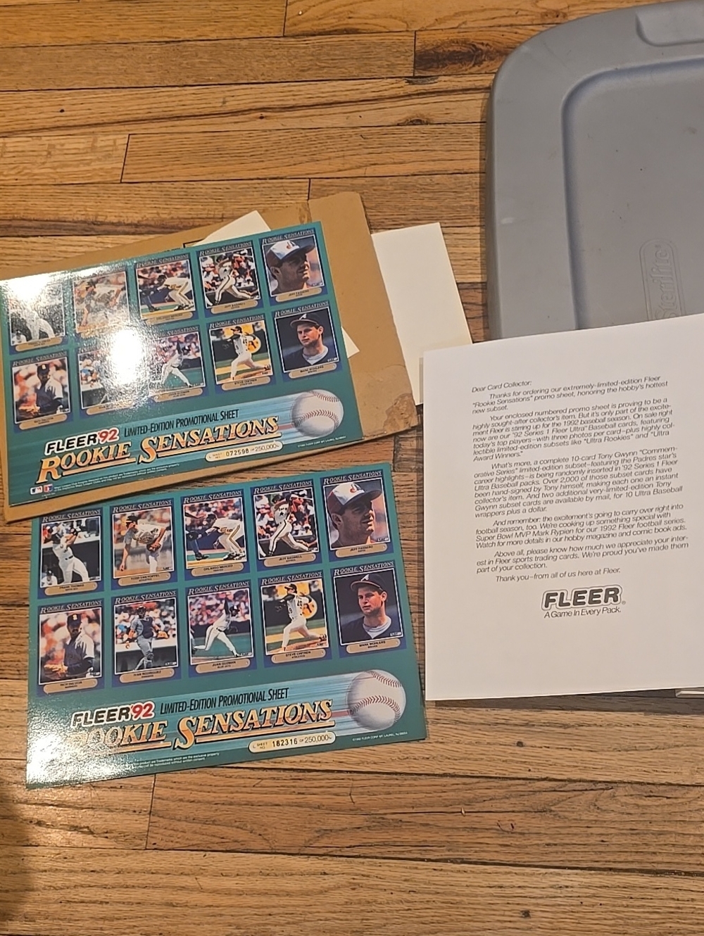 1992 Rookie Sensations Promotional Sheets Uncut With Fleer Letter New